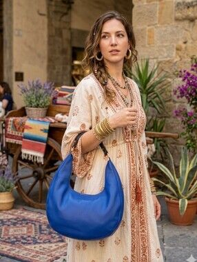 K. Carroll Madison hobo vegan navy blue handbag purse, leopard lining